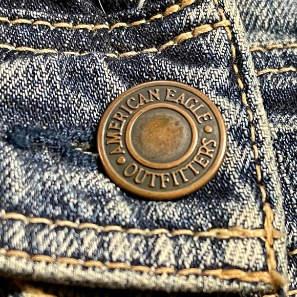 American Eagle Womens Small Blue Cropped Jean Jacket Button Front S993-938 - Picture 4 of 7